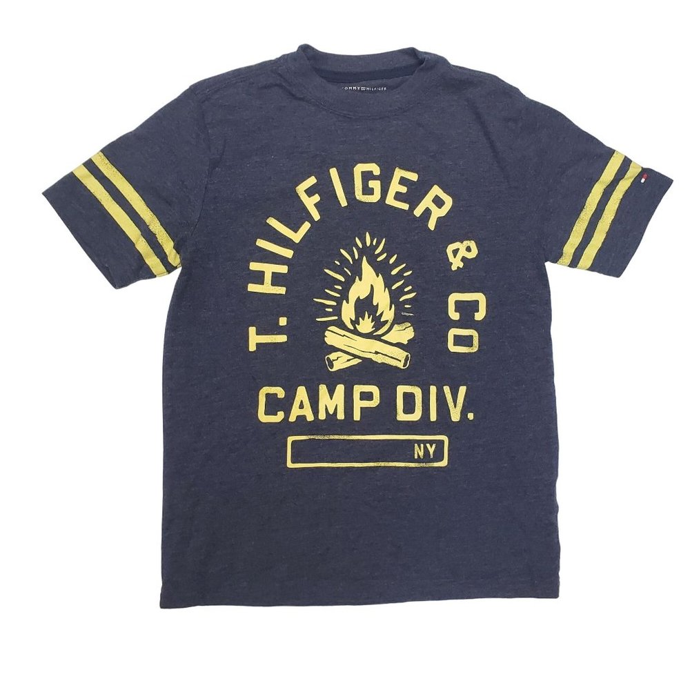 Tommy Hilfiger T Shirt  8/10 Blue/Yellow  Graphics Cotton/Polyester